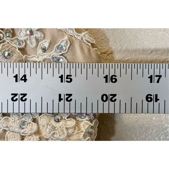 Vintage Dancing Queen USA Applique Lace Nude Bodice Formal Mini Dress Medium - Picture 11 of 11